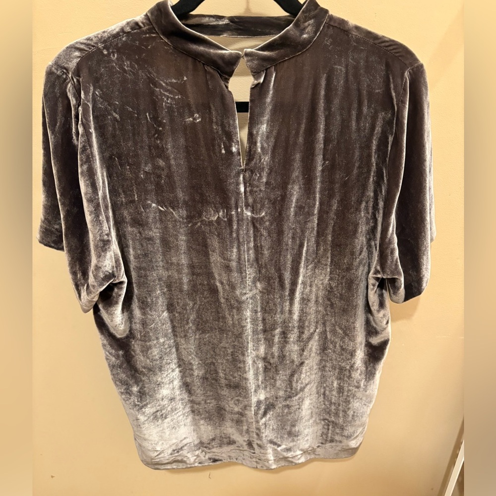 Madewell Crushed Velvet Choker Top Tunic In Ash Gray Size Large - Picture 8 of 11